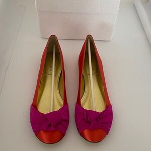 Women's orange and fuchsia Bow Flats